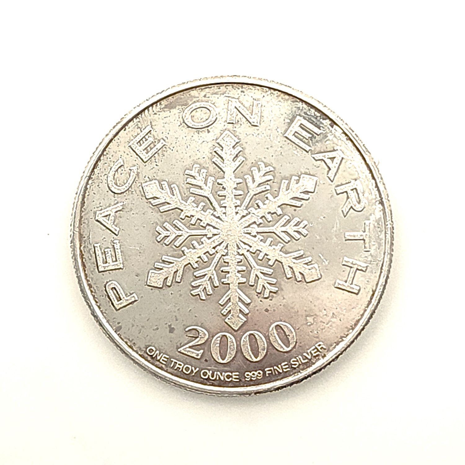 2000 Merry Christmas Puppy in Stocking Holiday Round Silver Coin - Peace on Earth, Circulated &amp; Authentic