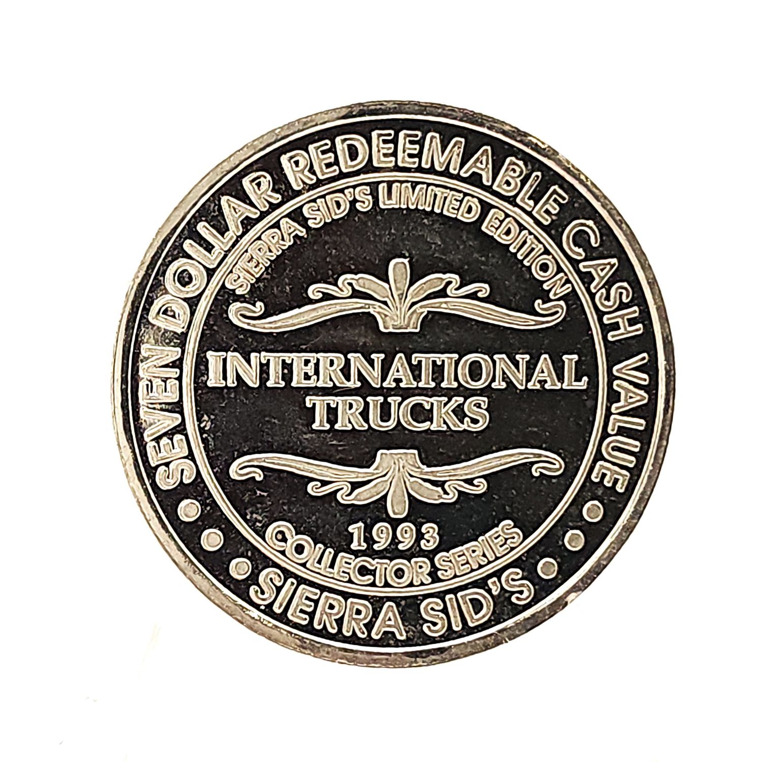 1993 Sierra Sid’s International Trucks Collector Series $7 Silver Strike Token Sparks NV .999 Fine Silver Peterbilt Design Circulated