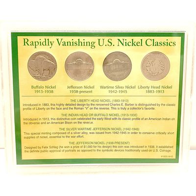 Vintage  American Nickels of the 20th Century 4-Coin Collection