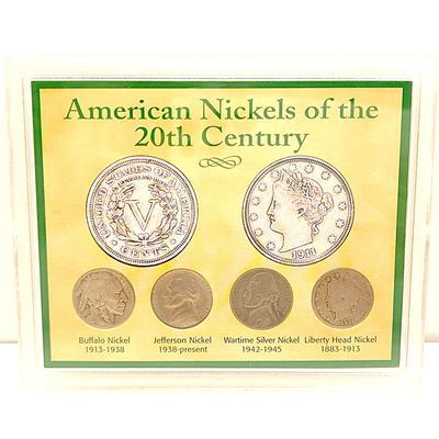 Vintage  American Nickels of the 20th Century 4-Coin Collection