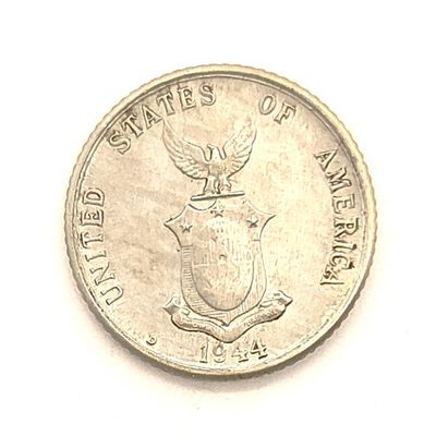 1944-D Philippines 20 Centavos Silver Coin