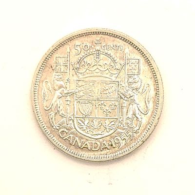1955 Canada 50 Cents Half Dollar Coat of Arms - Elizabeth II Arnprior Variety Silver Gem