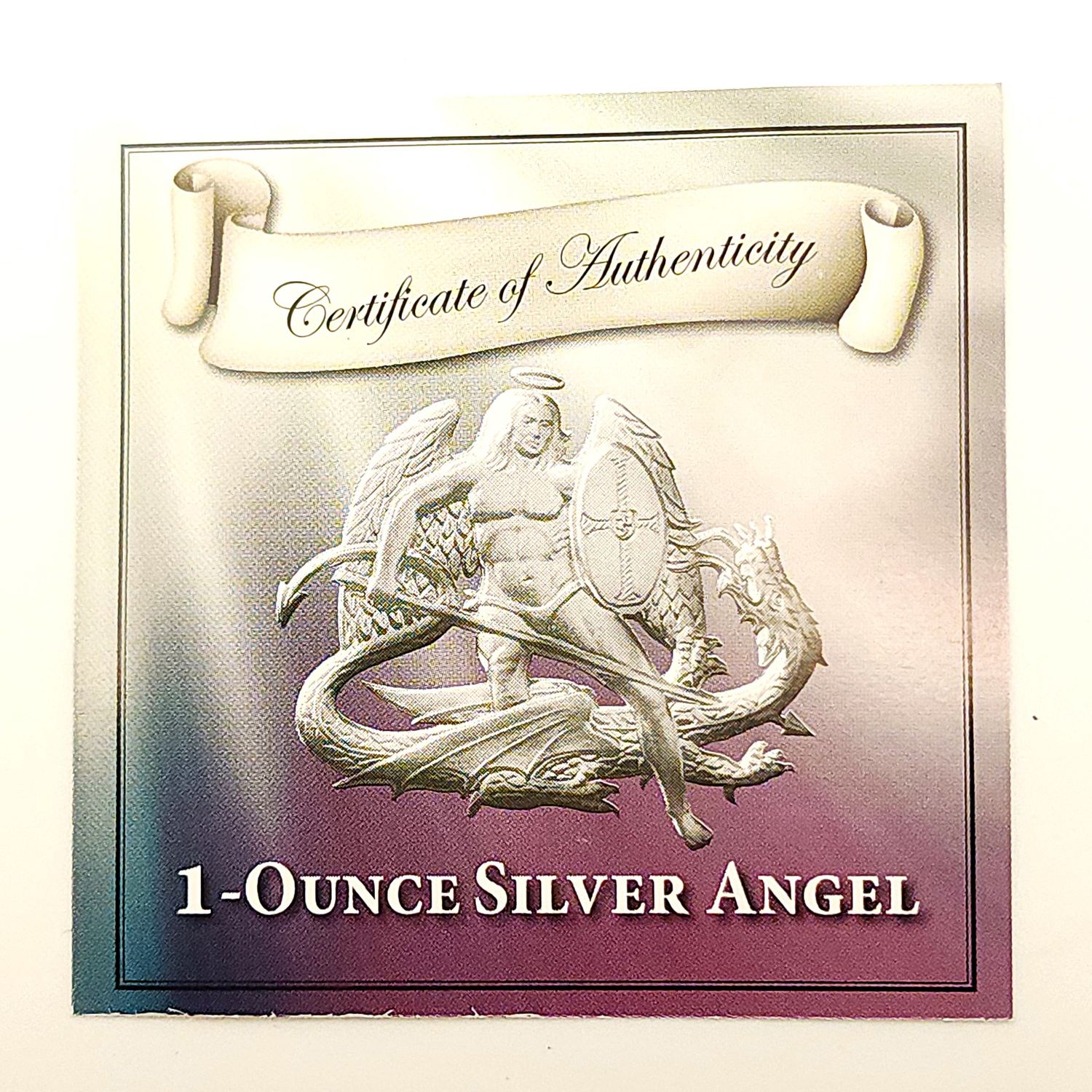 2014 Silver Isle of Man Angel Silver Round with COA - Queen Elizabeth II / St. Michael Dragon Design 1 oz .999 Fine