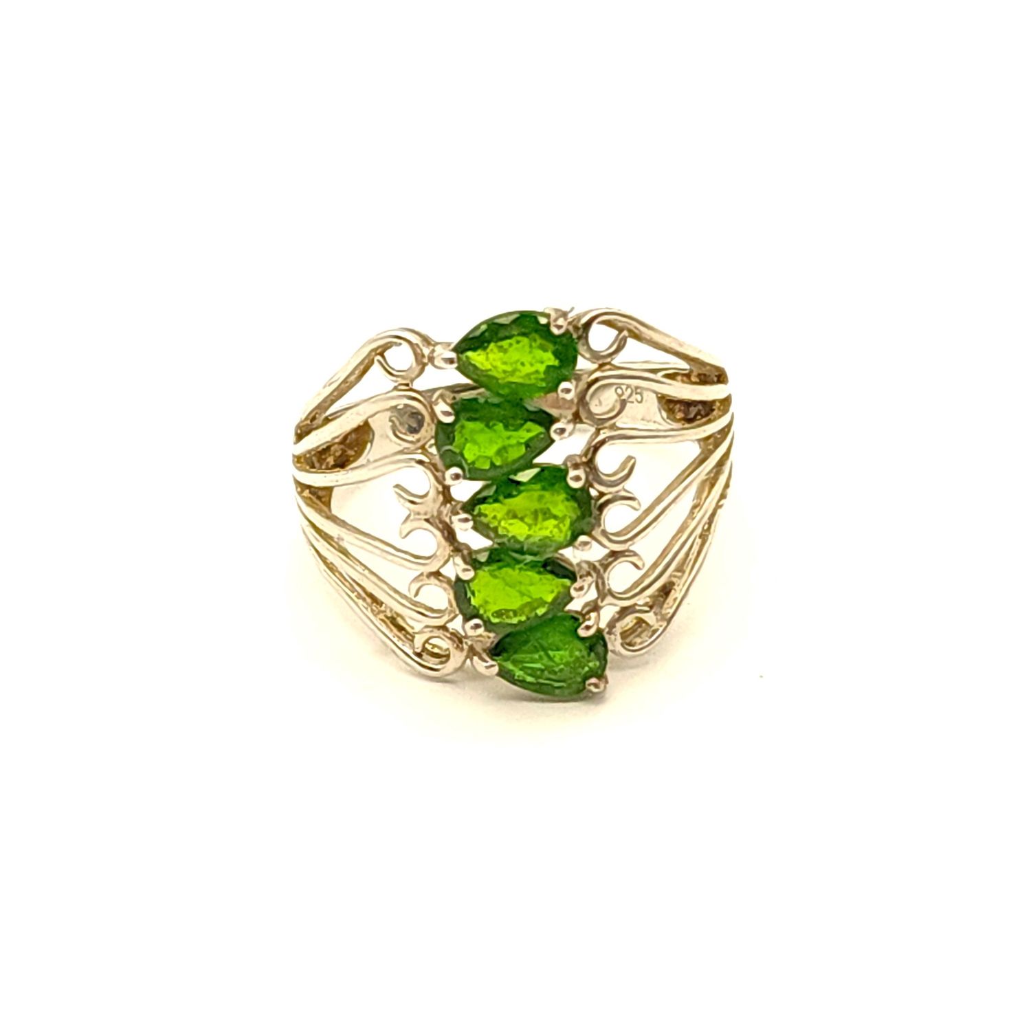 Sterling Silver Green Stone Ring Size: 8.5