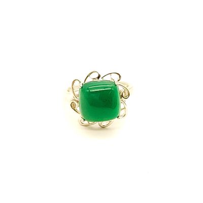 Sterling Silver Green Onyx Filigree Ring Size: 8