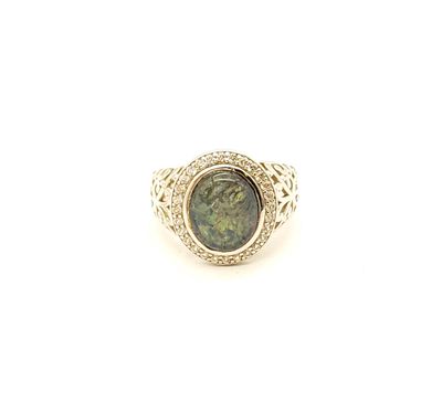 Sterling Silver Halo Opal Ring Size: 8