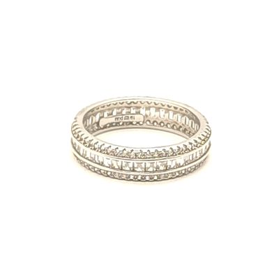 Sterling Silver Clear Stone Eternity Band Size: 8