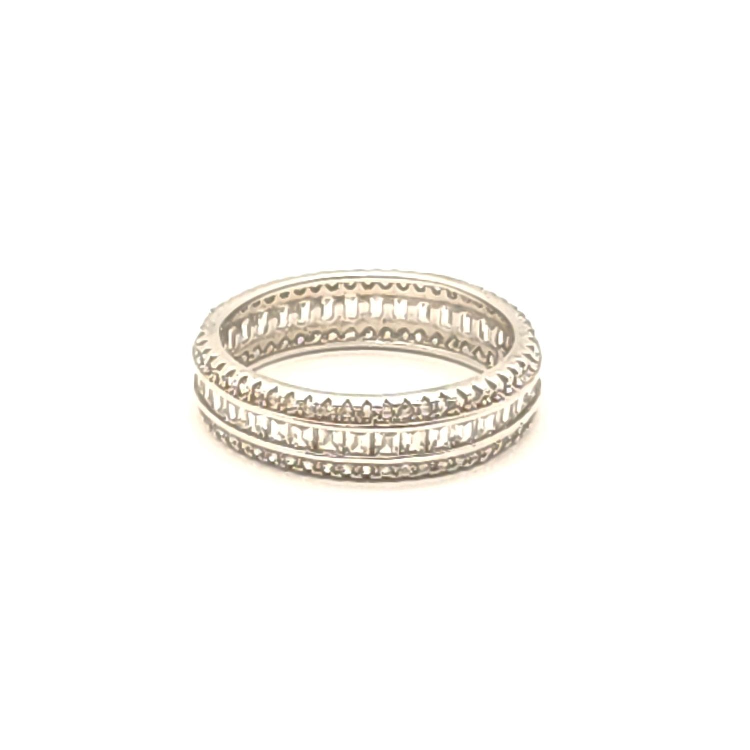 Sterling Silver Clear Stone Eternity Band Size: 8