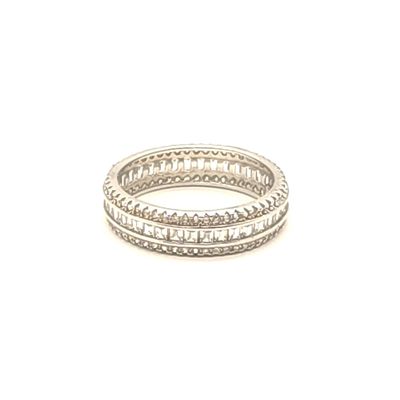 Sterling Silver Clear Stone Eternity Band Size: 8