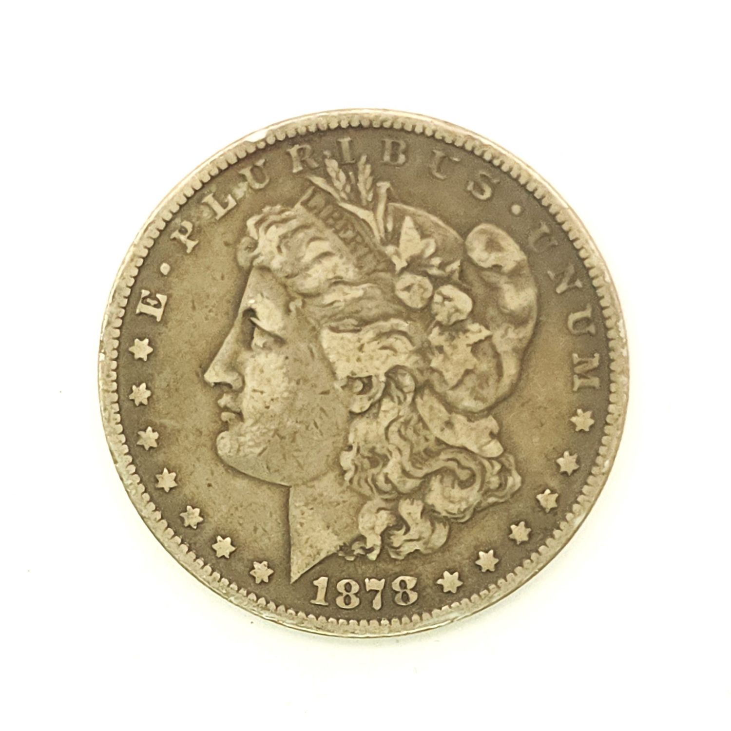 1878-S Morgan Silver Dollar 7 Tail Feathers Circulated Authentic US Coin