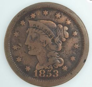 1853 Braided Hair Large Cent