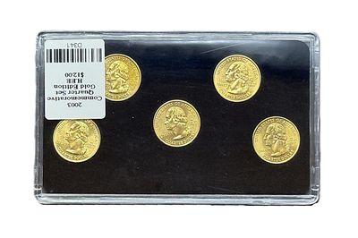 2003 Gold Edition State Quarters Set Illinois Alabama Maine Missouri Arkansas 24K Layered BU Collector Set