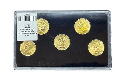 2001 Gold Edition State Quarters Set New York North Carolina Rhode Island Vermont Kentucky 24K Layered BU Collector Set