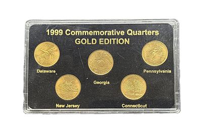 1999 Gold Edition State Quarters Set Delaware Pennsylvania New Jersey Georgia Connecticut 24K Layered BU Collector Set