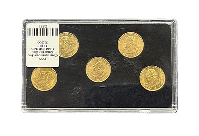 1999 Gold Edition State Quarters Set Delaware Pennsylvania New Jersey Georgia Connecticut 24K Layered BU Collector Set
