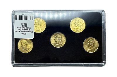 2000 Gold Edition State Quarters Set Massachusetts Maryland South Carolina New Hampshire Virginia 24K Layered BU Collector Set