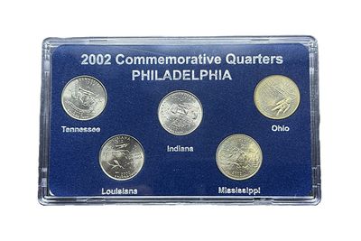 2002 Philadelphia Mint P State Quarters Complete Set Tennessee Ohio Louisiana Indiana Mississippi BU with Card