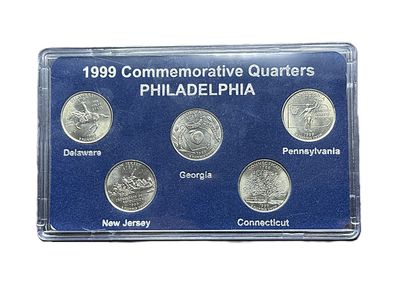 1999 Philadelphia Mint P State Quarters Complete Set Delaware Pennsylvania New Jersey Georgia Connecticut BU with Card