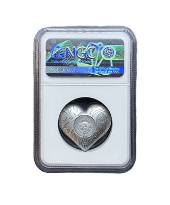 2018 Palau $5 Precious Heart- Silver- Antiqued NGC MS 70- 1 oz- .999 Fine