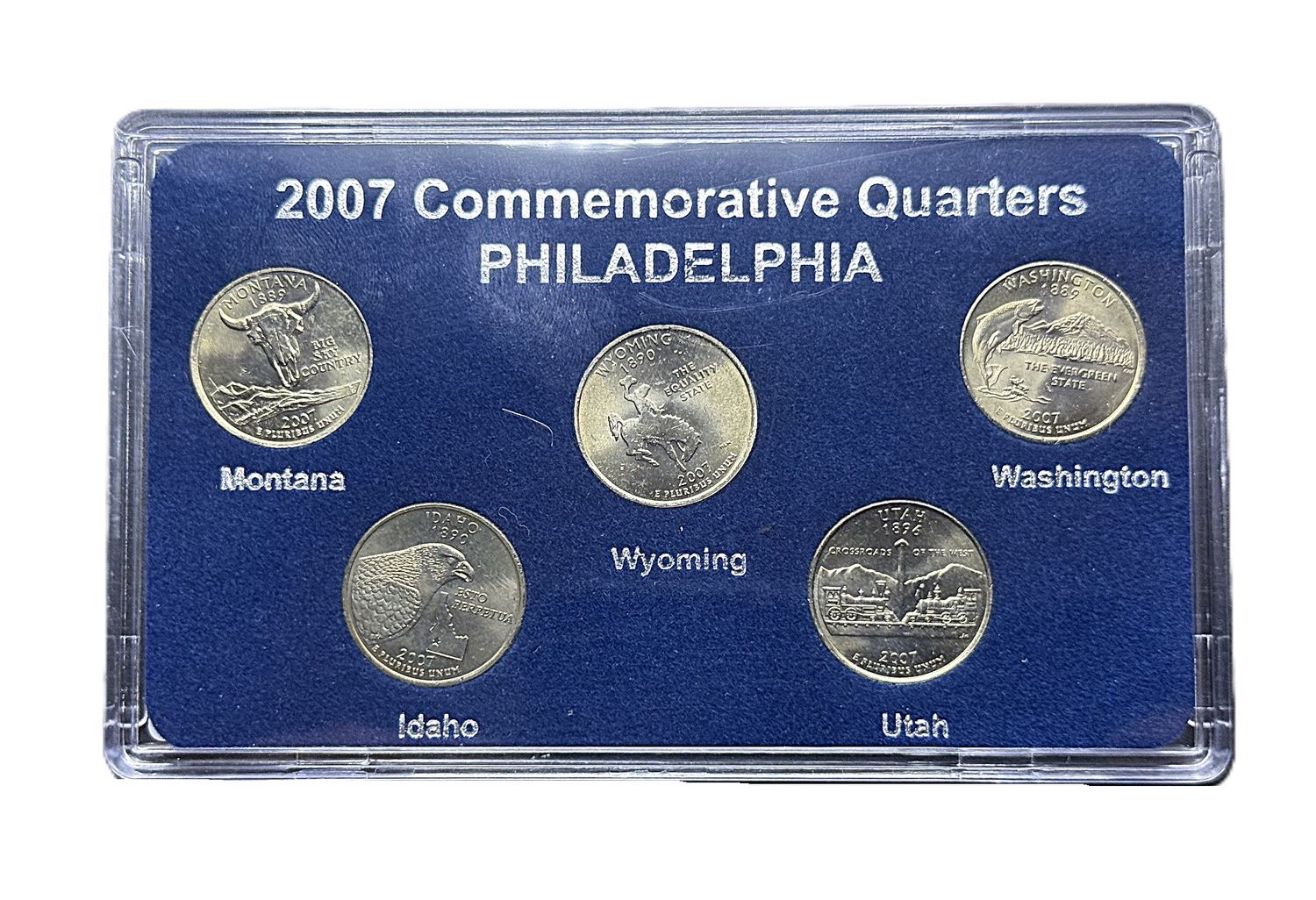 2007 Philadelphia Mint P State Quarters Complete Set Montana Idaho Wyoming Utah Washington BU with Card