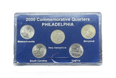 2000 Philadelphia Mint P State Quarters Complete Set Massachusetts Maryland South Carolina New Hampshire Virginia BU with Card