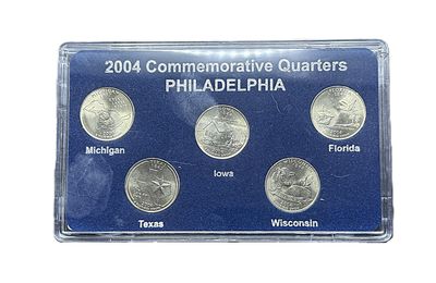 2004 Philadelphia Mint P State Quarters Complete Set Michigan Florida Texas Iowa Wisconsin BU with Card