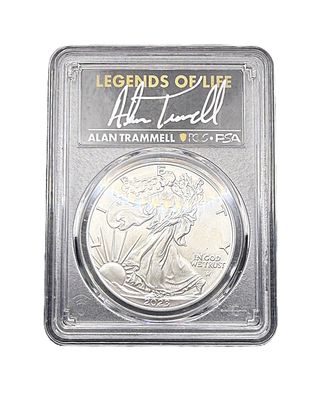2023-W Burnished American Silver Eagle PCGS MS70 First Strike Alan Trammell Legends of Life Signed Label