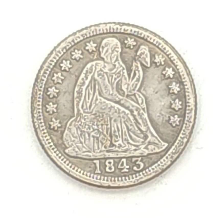 1843 Seated Liberty Dime- Variety 2