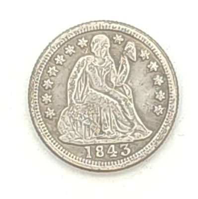 1843 Seated Liberty Dime- Variety 2