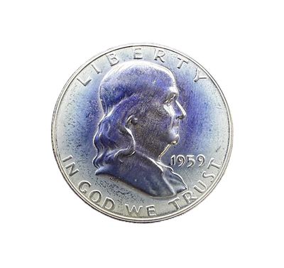 1959 Franklin Half Dollar Silver Coin - Toned UNC