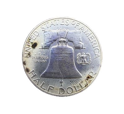 1959 Franklin Half Dollar Silver Coin - Toned UNC