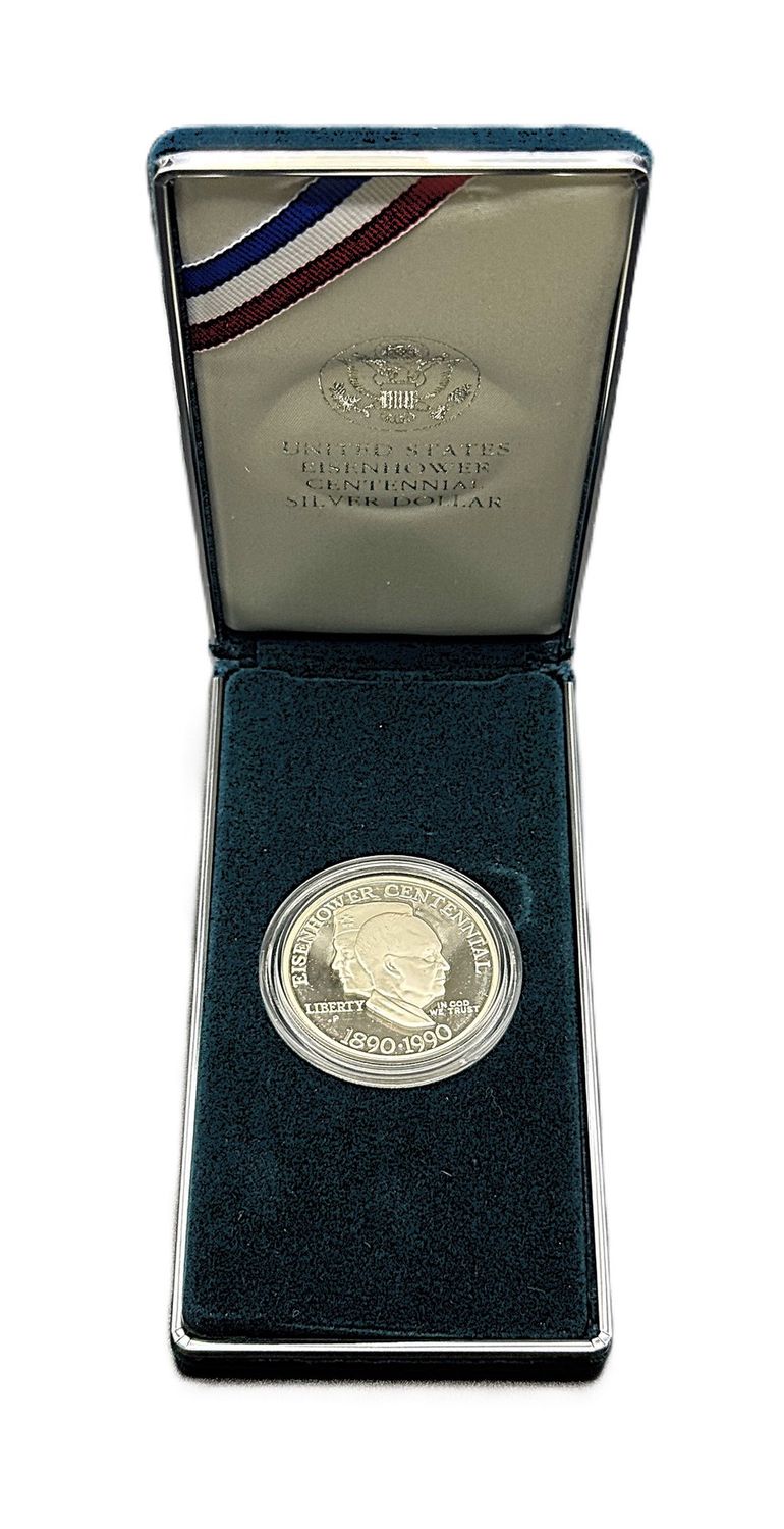 1990-P Eisenhower Centennial Commemorative Proof Silver Dollar US Mint OGP COA