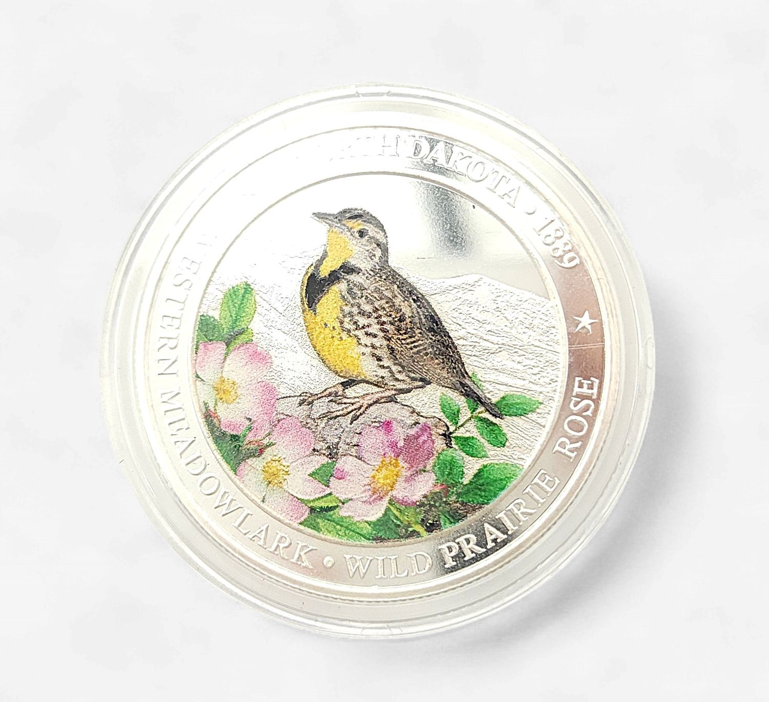 North Dakota Western Meadowlark Silver Round-1oz