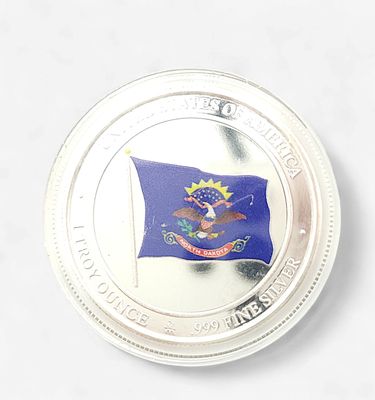 North Dakota Western Meadowlark Silver Round-1oz
