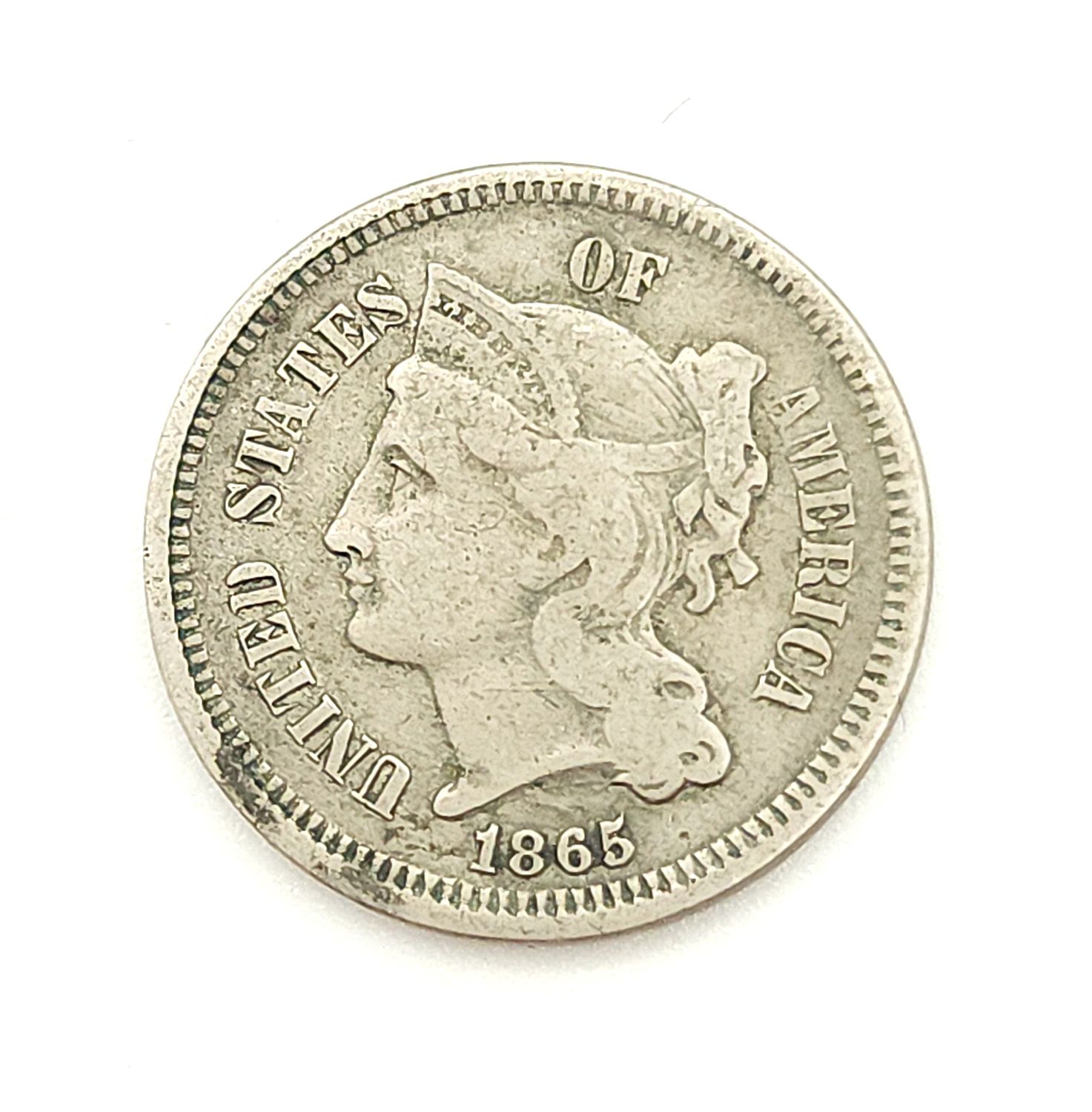 1865 Three Cent  Nickel
