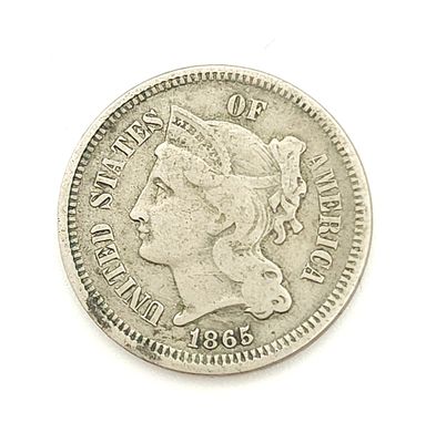 1865 Three Cent  Nickel