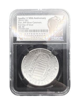 2019-P Apollo 11 50th Anniversary $1 Silver Dollar NGC MS70 FDI