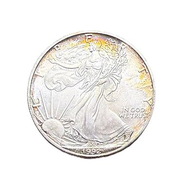 1992 American Silver Eagle 1 oz with Rainbow Toning