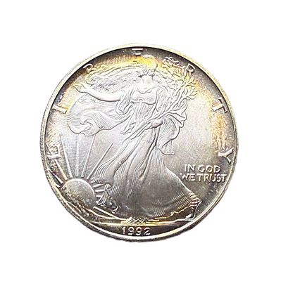 1992 American Silver Eagle 1 oz- Rainbow Toning