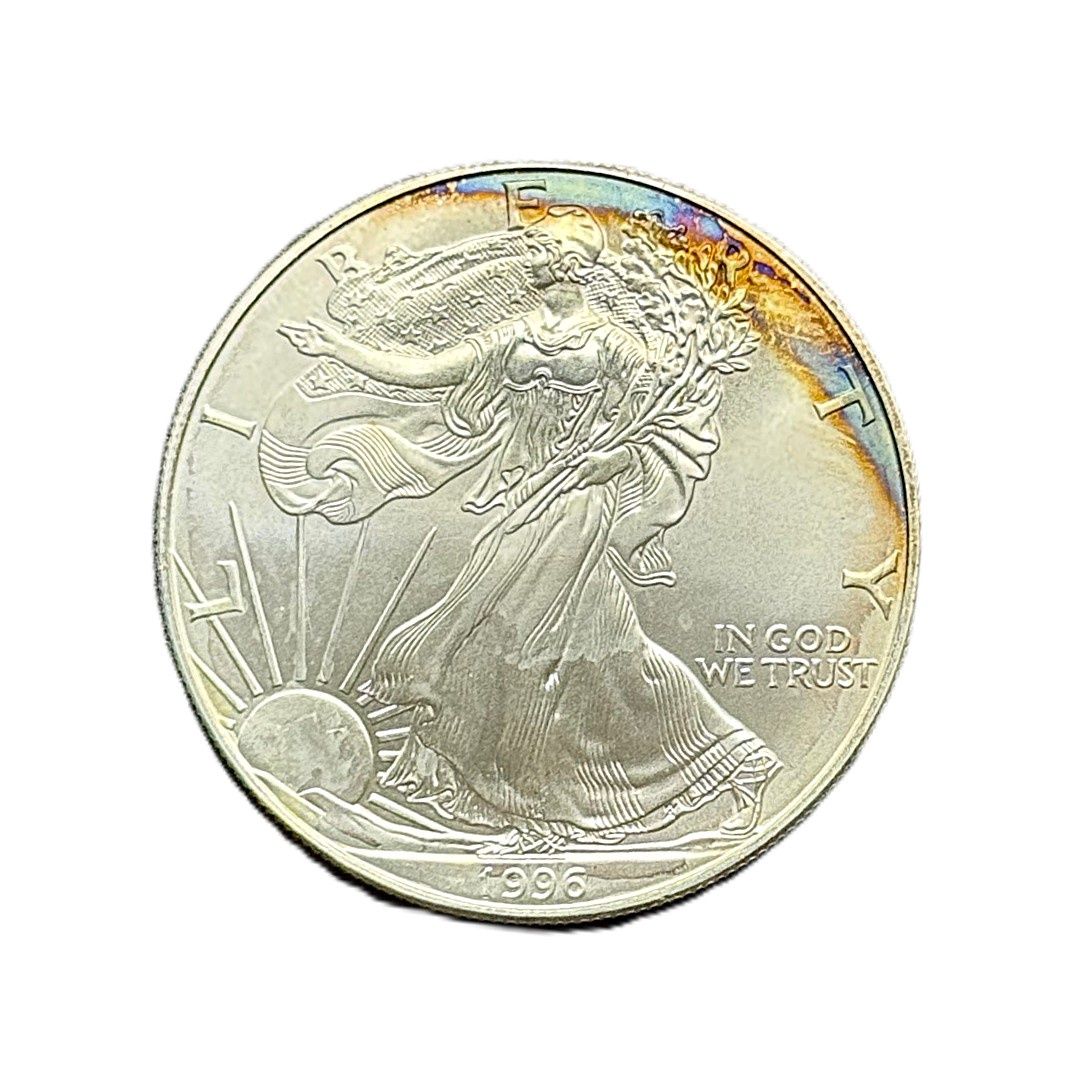 1996 American Silver Eagle 1 oz with Rainbow Toning