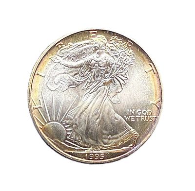 1995 American Silver Eagle 1 oz- Rainbow Toned