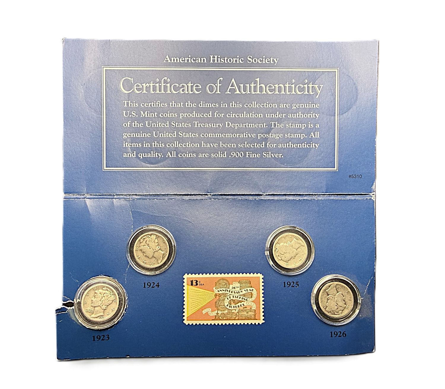 1923-1926 Mercury Dime Treasury Collection with Stamp and Certificate