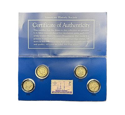 1941-1944 Mercury Dime Treasury Collection with Stamp and Certificate