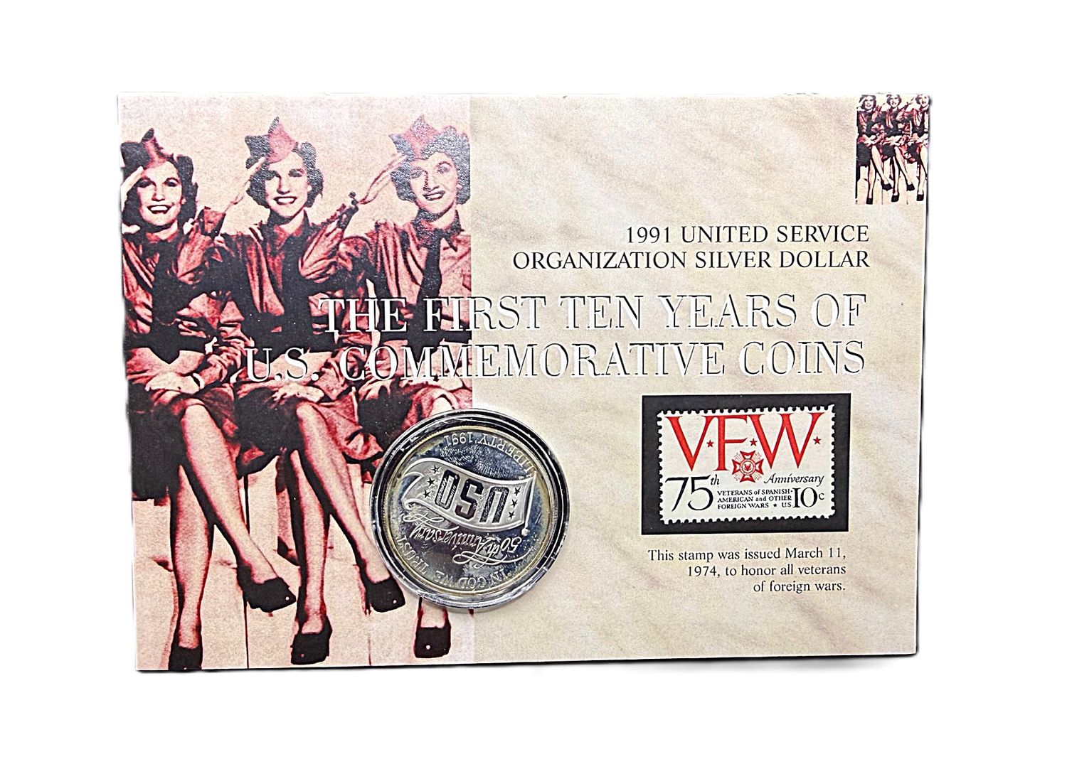 1991 USO 50th Anniversary Commemorative Silver Dollar Proof San Francisco Mint