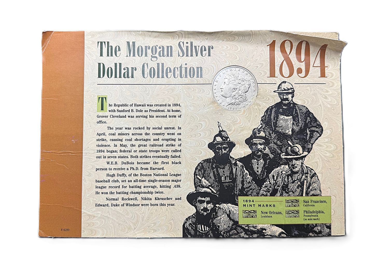 Rare 1894-O Morgan Silver Dollar- Key Date New Orleans Mint Coin in Display