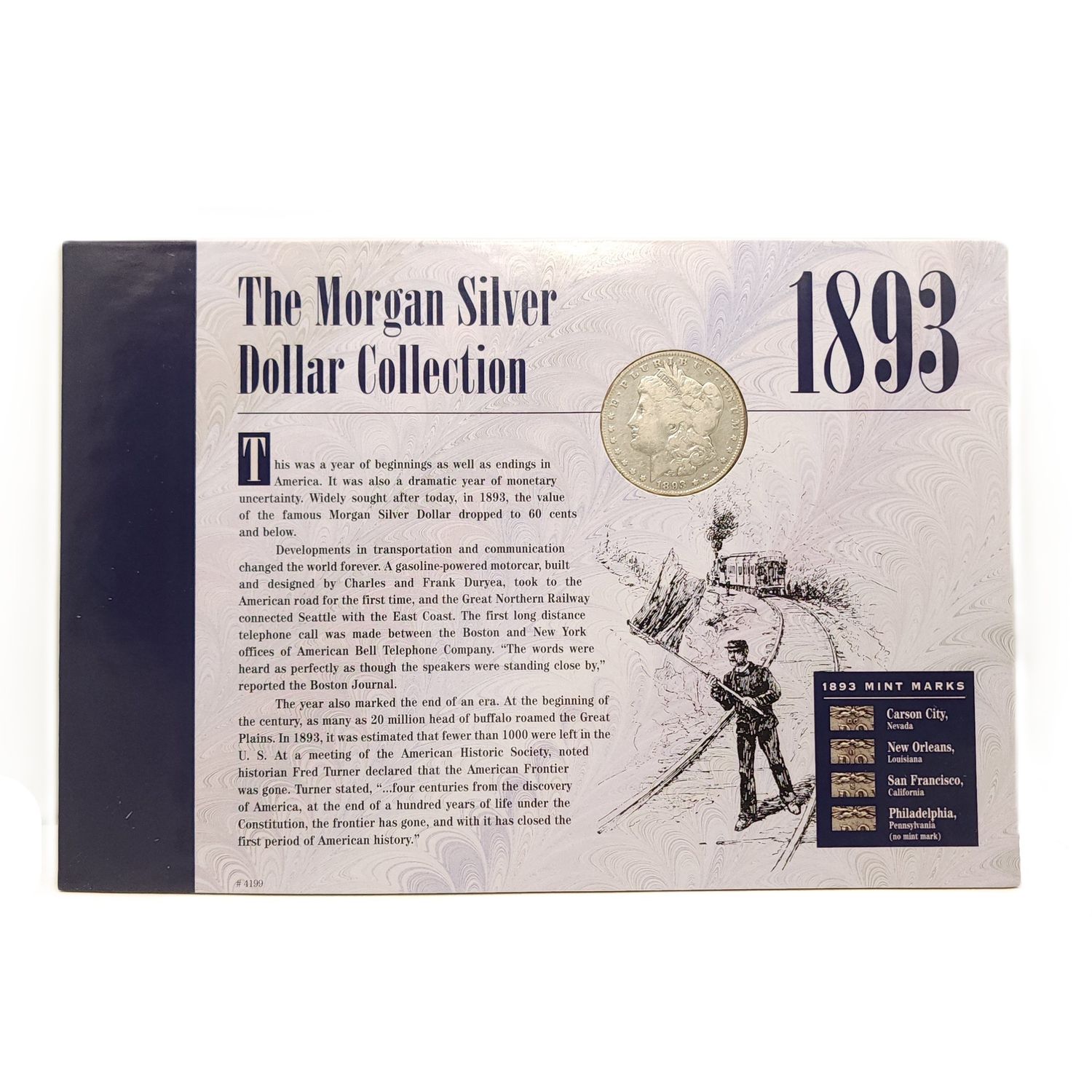 RARE 1893 Morgan Silver Dollar- Key Date Historic Coin in Display