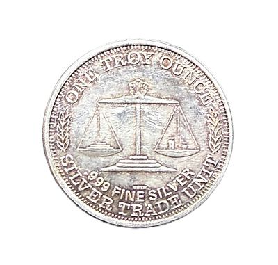 Silver Trade Unit Round - Eagle &amp; Scales Design- 1oz