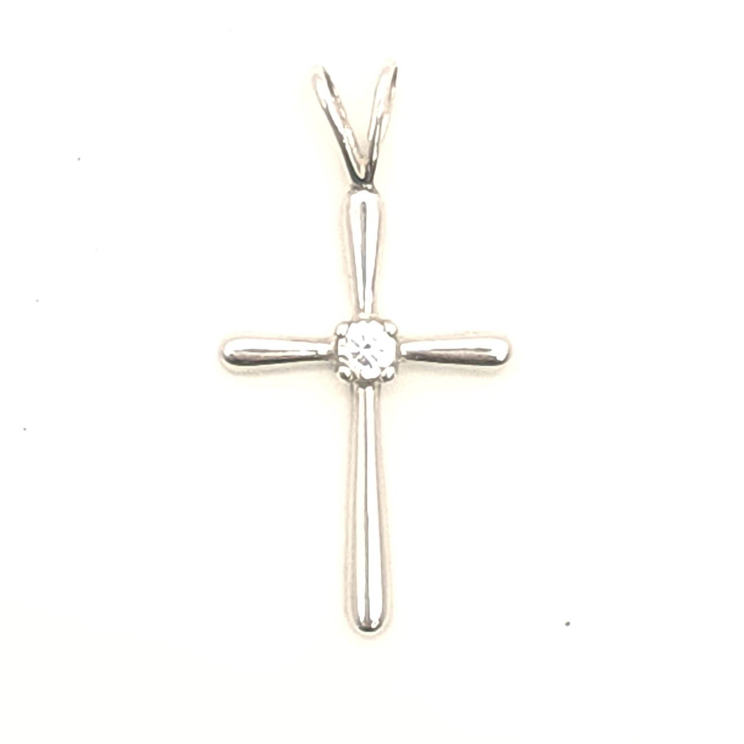 Sterling Silver Cross Pendant w/ Clear Stone