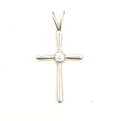 Sterling Silver Cross Pendant w/ Clear Stone