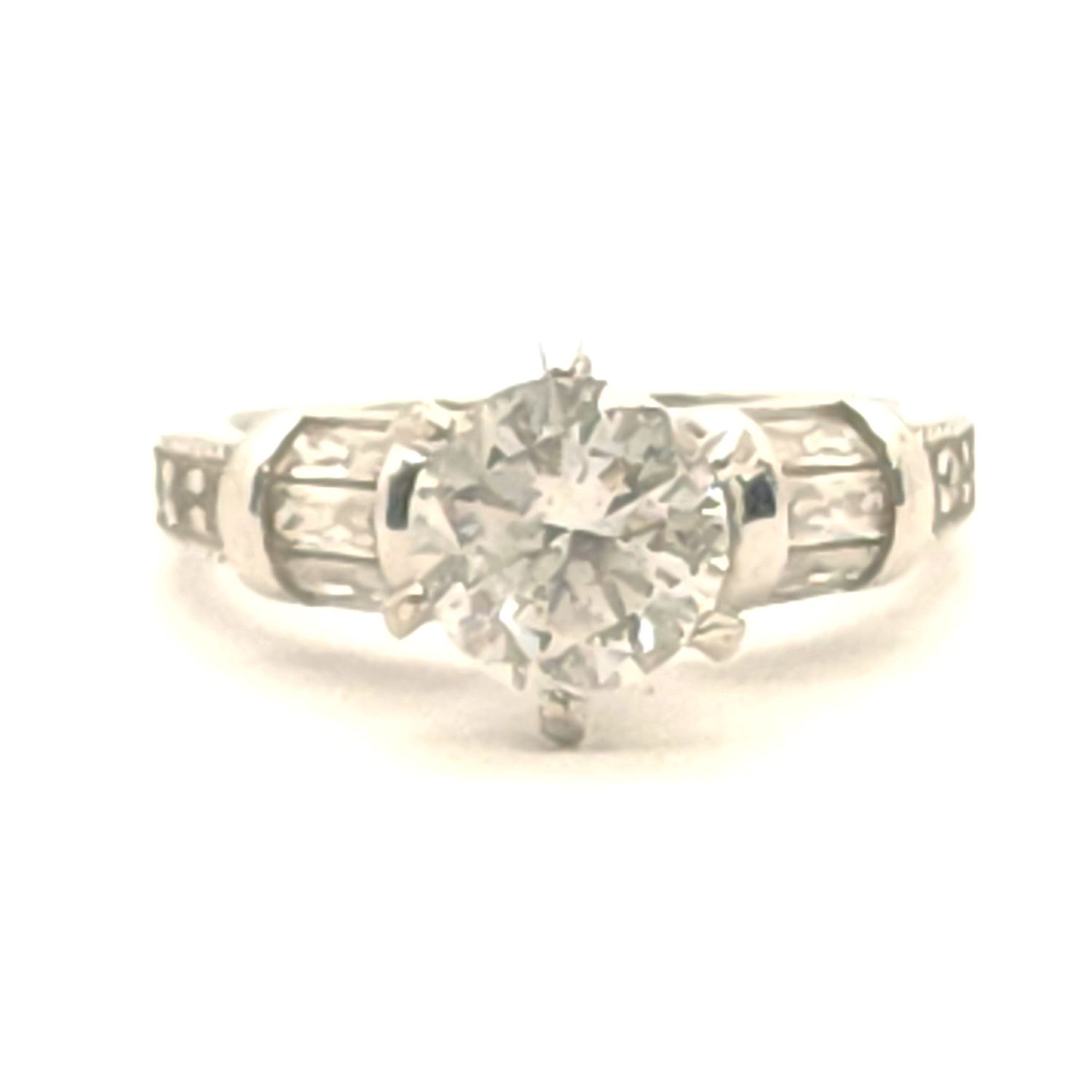 Sterling Silver Ring w/ Clear Stones Size 8